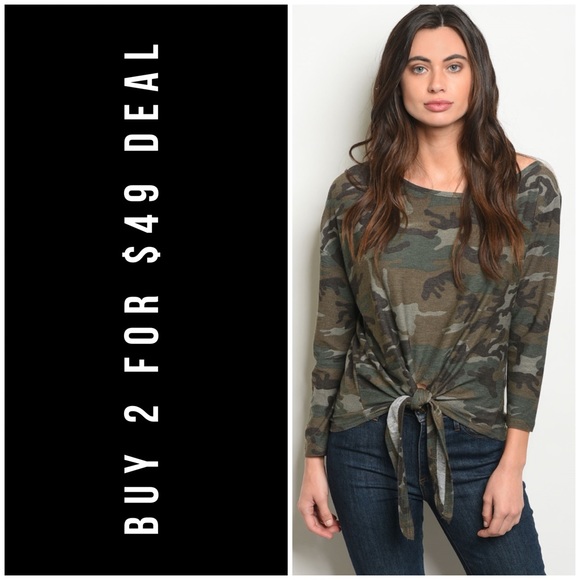 143rd Style Haus Tops - ☀️CAMO KNOTTED FRONT TOP